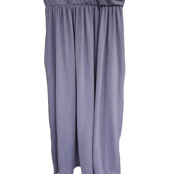 Woman's Lavender Purple shoes sleeve faux wrap midi vneck dress with pockets - Picture 4 of 8